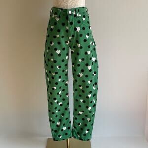 Maeve Anthropologie Jeans Green The Cigarette Heart Denim Pants Size 26 Festival